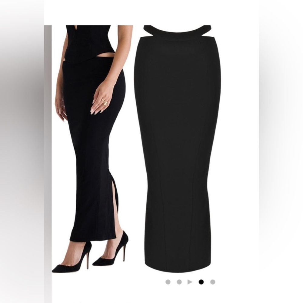 House of CB Martinez Black Cut out maxi skirt